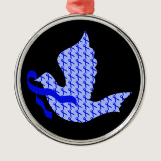Dove of Hope Blue Ribbon - Colon Cancer Metal Ornament