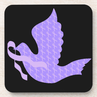 Dove of Hope - General Cancer Lavender Ribbon Drink Coaster