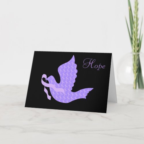 Dove of Hope _ General Cancer Lavender Ribbon Holiday Card