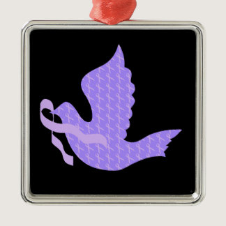 Dove of Hope - General Cancer Lavender Ribbon Metal Ornament