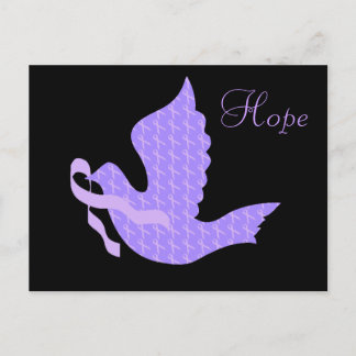 Dove of Hope - General Cancer Lavender Ribbon Postcard