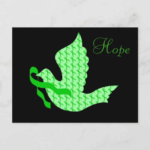 Dove of Hope Green Ribbon _ Liver Cancer Postcard