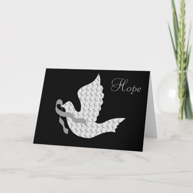 Dove of Hope Grey Ribbon Brain Cancer Tumor Holiday Card (Front)