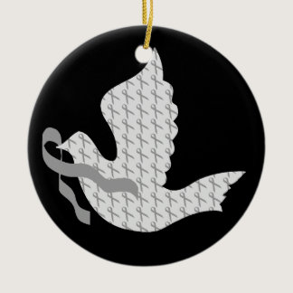 Dove of Hope Grey Ribbon - Diabetes Ceramic Ornament