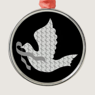 Dove of Hope Grey Ribbon - Diabetes Metal Ornament