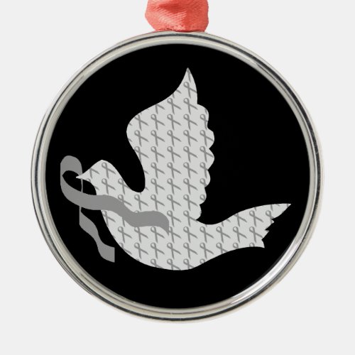 Dove of Hope Grey Ribbon _ Diabetes Metal Ornament