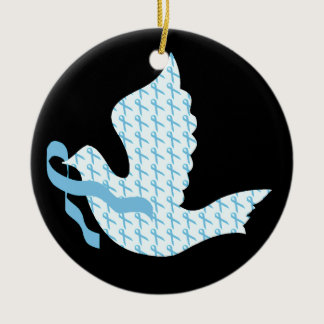 Dove of Hope Light Blue Ribbon - Prostate Cancer Ceramic Ornament