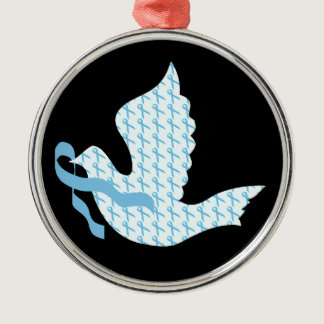 Dove of Hope Light Blue Ribbon - Prostate Cancer Metal Ornament