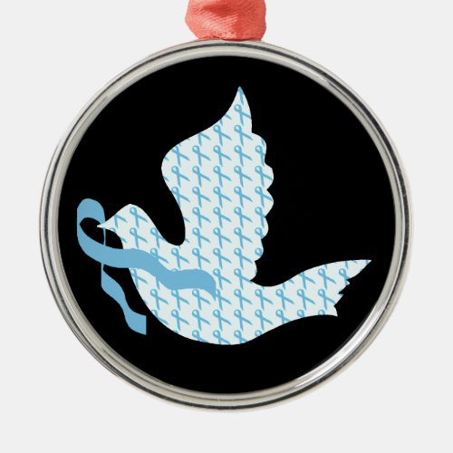 Dove of Hope Light Blue Ribbon _ Prostate Cancer Metal Ornament