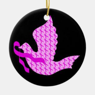 Dove of Hope Pink Ribbon - Breast Cancer Ceramic Ornament