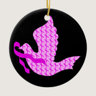 Dove of Hope Pink Ribbon - Breast Cancer Ceramic Ornament