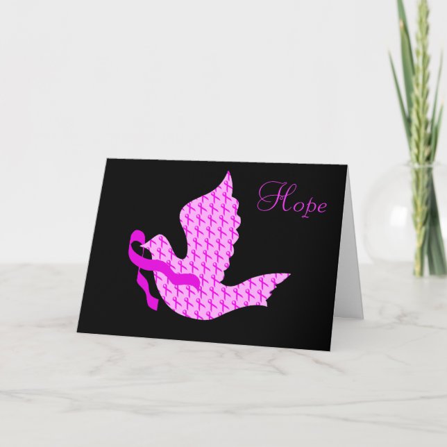 Dove of Hope Pink Ribbon - Breast Cancer Holiday Card (Front)
