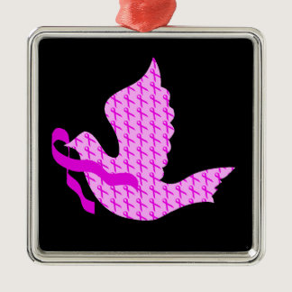 Dove of Hope Pink Ribbon - Breast Cancer Metal Ornament