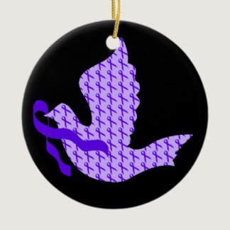 Dove of Hope Purple Ribbon - Alzheimer's Disease Ceramic Ornament