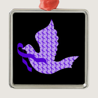 Dove of Hope Purple Ribbon - Alzheimer's Disease Metal Ornament