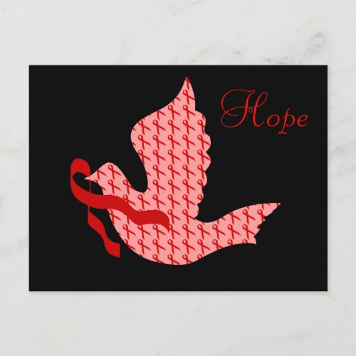 Dove of Hope Red Ribbon _ AIDS  HIV Postcard