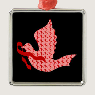 Dove of Hope Red Ribbon - Heart & Stroke Metal Ornament
