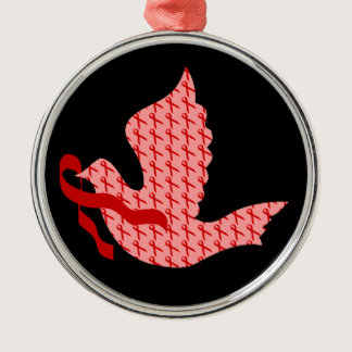 Dove of Hope Red Ribbon - Heart & Stroke Metal Ornament