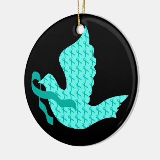 Dove Of Hope Teal Ribbon Ovarian Cancer Ceramic Ornament Zazzle