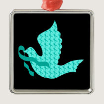 Dove of Hope - Uterine Cancer Teal Ribbon Metal Ornament