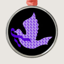 Dove of Hope Violet Ribbon - Hodgkin's Lymphoma Metal Ornament