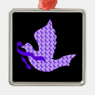 Dove of Hope Violet Ribbon - Hodgkin's Lymphoma Metal Ornament