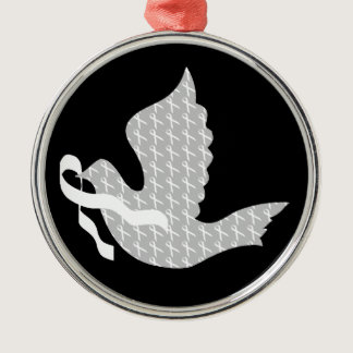 Dove of Hope White Ribbon - Lung Cancer Metal Ornament