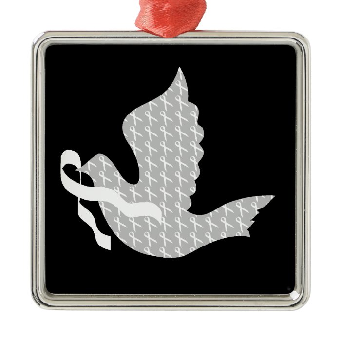 Dove of Hope White Ribbon   Lung Cancer Ornaments