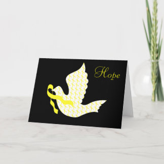 Dove of Hope Yellow Ribbon - Testicular Cancer Holiday Card