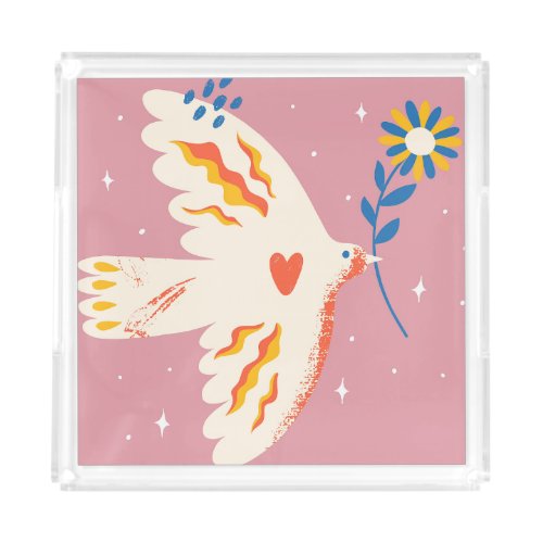 Dove of Peace Acrylic Tray