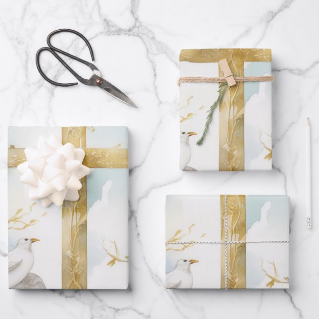 Dove of Peace and Cross Wrapping Paper (Front)