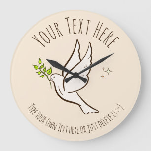 Dove of Peace. Anti-war, peace movement. Template Large Clock