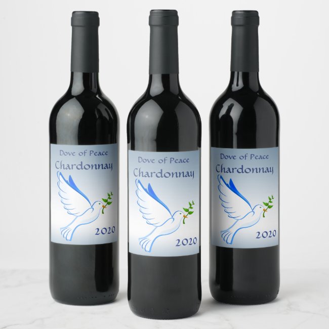 Dove of Peace Blue and White Wine Label