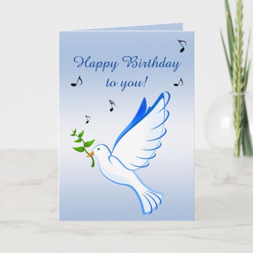 Dove of Peace Blue Birthday Card