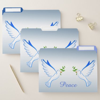 Dove of Peace Blue File Folders