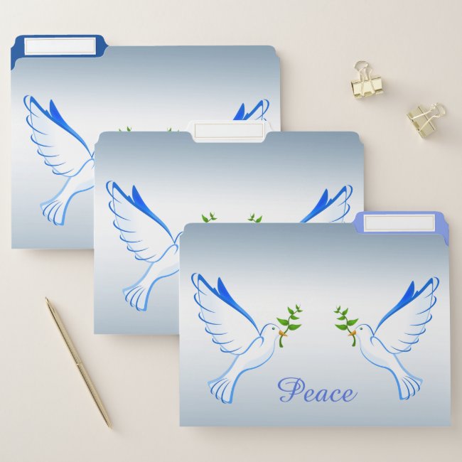 Dove of Peace Blue File Folders