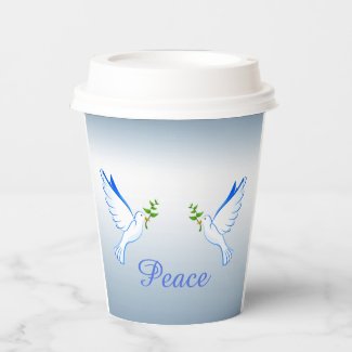 Dove of Peace Blue Paper Cups