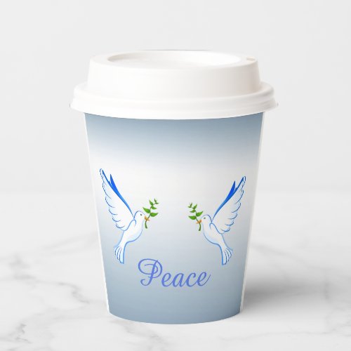 Dove of Peace Blue Paper Cups