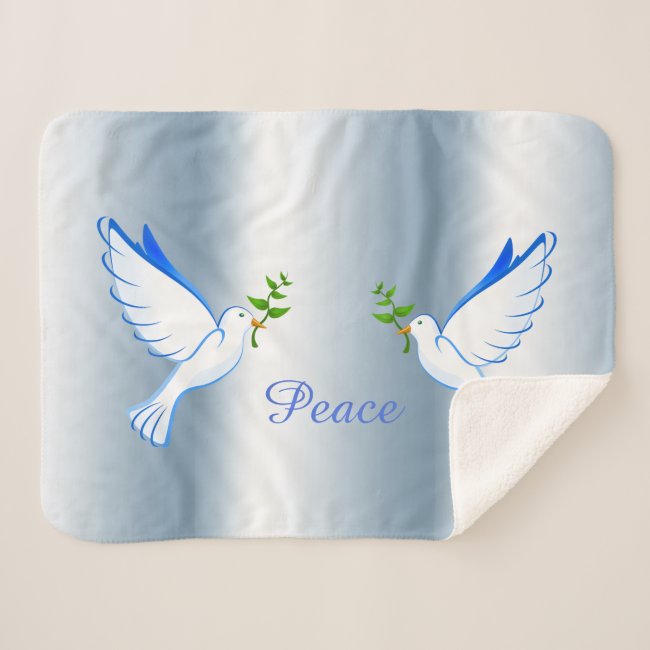 Dove of Peace Blue Sherpa Blanket
