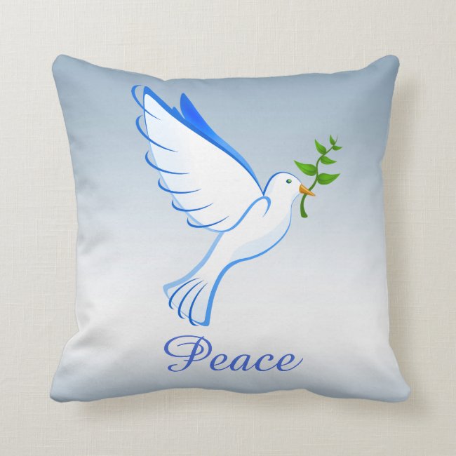 Dove of Peace Blue Throw Pillow