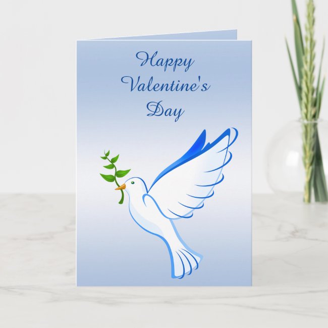 Dove of Peace Blue Valentines Day Card