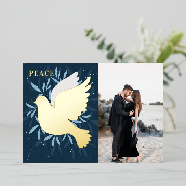 Dove of Peace Christmas Foil Holiday Card (Standing Front)