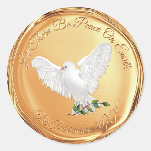 Dove of Peace Christmas Gold Wax Seal