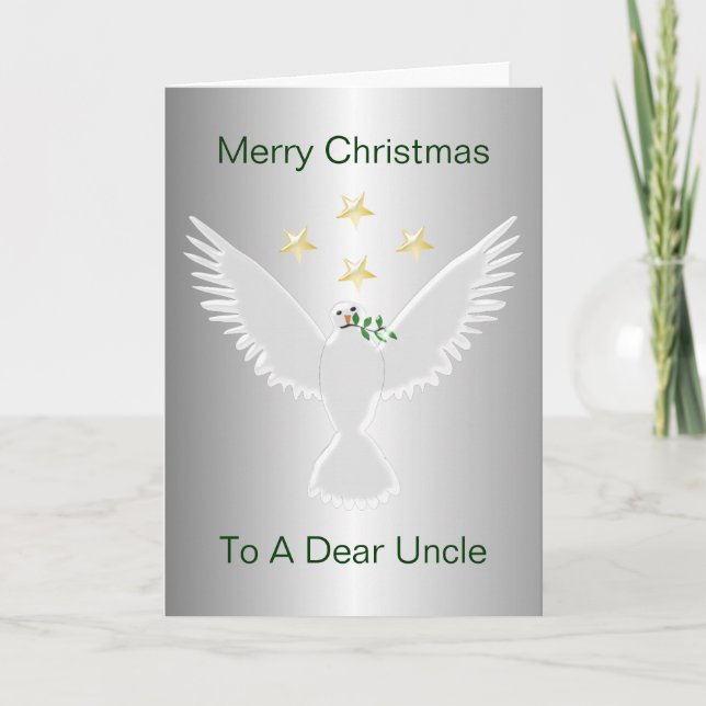 Dove Of Peace Design Uncle Christmas Holiday Card (Front)
