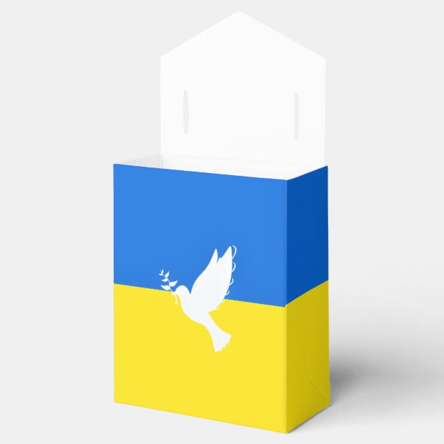 Dove of Peace Favor Box Ukrainian Flag - Freedom (Opened)