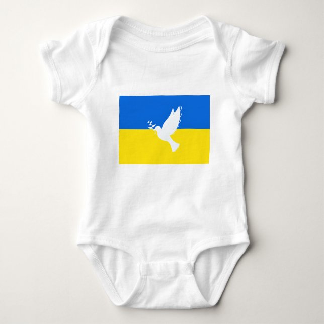 Dove of Peace Flag of Ukraine Baby Bodysuit (Front)