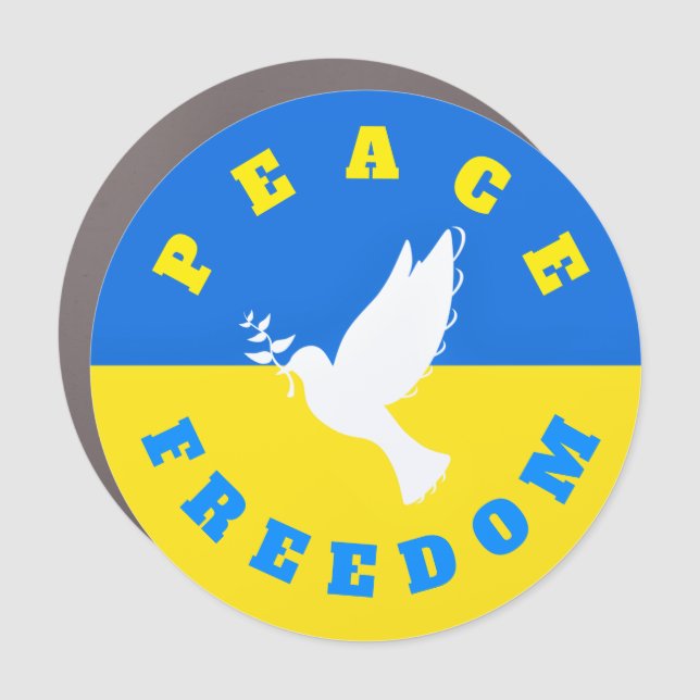 Dove of Peace Flag of Ukraine Car Magnets Support (Front)
