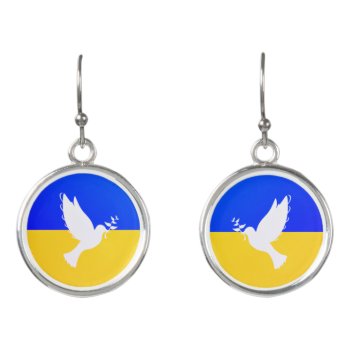 Dove Of Peace - Flag Of Ukraine Earrings by Migned at Zazzle