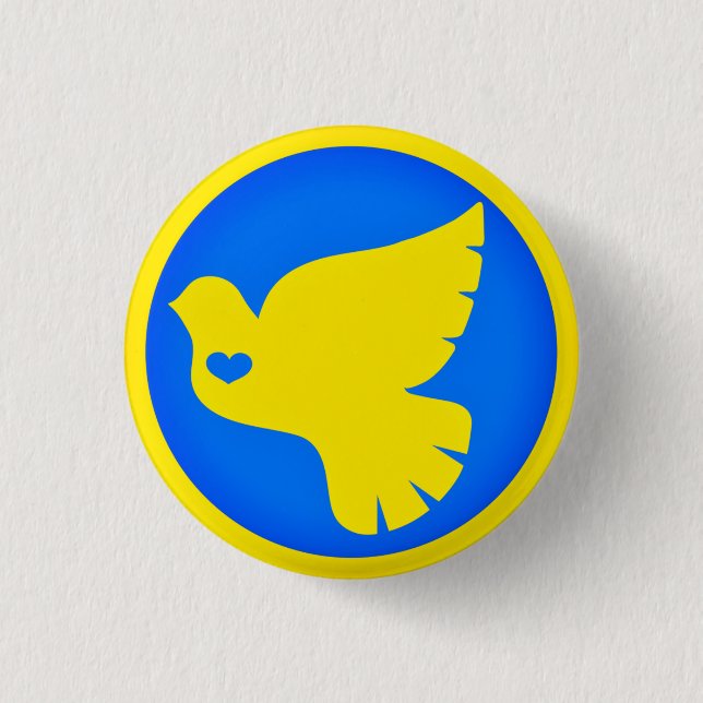 Dove of Peace - Flag of Ukraine - Freedom - Peace Button (Front)