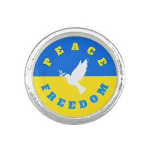 Dove of Peace - Flag of Ukraine - Freedom - Peace  Ring